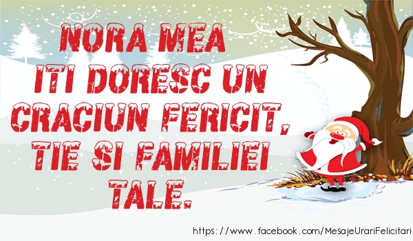 Felicitari de Craciun pentru Nora - Nora mea iti doresc un Craciun fericit, tie si familiei tale
