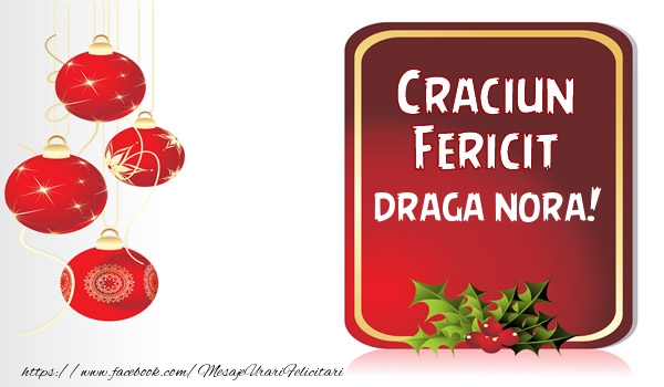 Felicitari de Craciun pentru Nora - Craciun Fericit draga nora!
