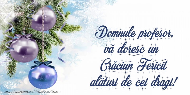 Felicitari de Craciun pentru Profesor - Domnule profesor, vă doresc un Crăciun Fericit alături de cei dragi!