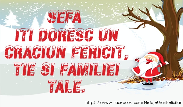 Felicitari de Craciun pentru Sefa - Sefa iti doresc un Craciun fericit, tie si familiei tale