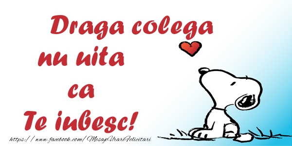 Felicitari de dragoste pentru Colega - Draga colega nu uita ca Te iubesc!