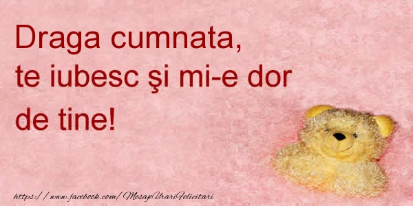 Felicitari de dragoste pentru Cumnata - Draga cumnata te iubesc si mi-e dor de tine!