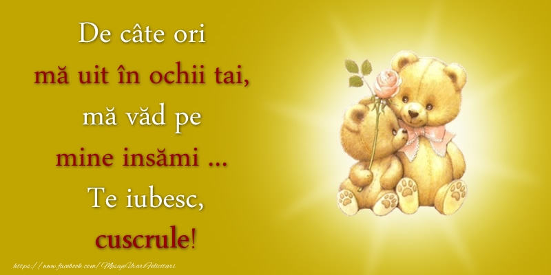 Felicitari de dragoste pentru Cuscru - De câte ori  mă uit în ochii tai, mă văd pe mine insămi ...  Te iubesc, cuscrule!