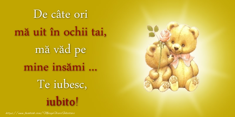 Felicitari de dragoste pentru Iubita - De câte ori  mă uit în ochii tai, mă văd pe mine insămi ...  Te iubesc, iubito!