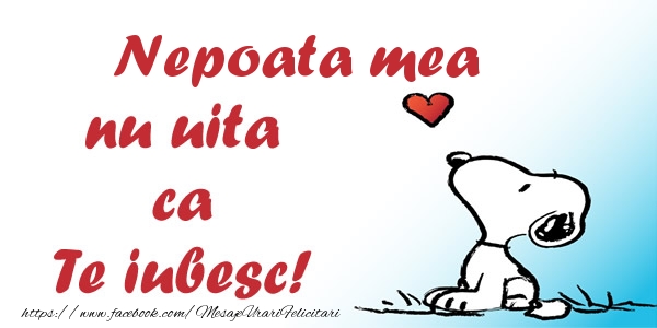 Felicitari de dragoste pentru Nepoata - Nepoata mea nu uita ca Te iubesc!