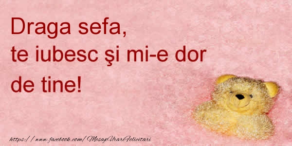 Felicitari de dragoste pentru Sefa - Draga sefa te iubesc si mi-e dor de tine!