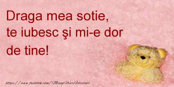 Felicitari de dragoste pentru Sotie - Draga mea sotie te iubesc si mi-e dor de tine!