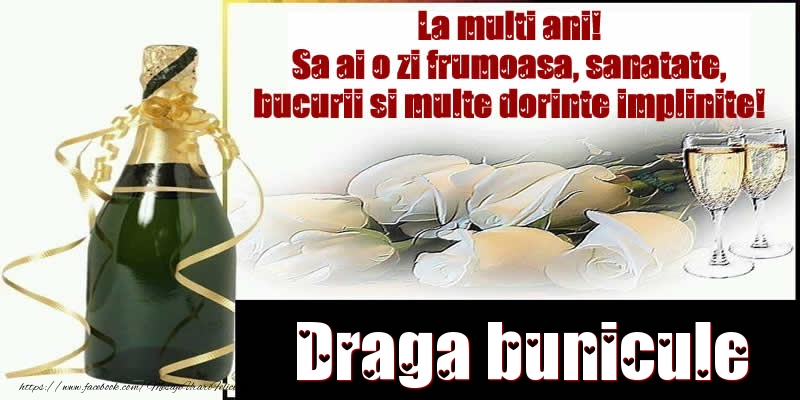 Felicitari de la multi ani pentru Bunic - Draga bunicule La multi ani! Sa ai o zi frumoasa, sanatate, bucurii si multe dorinte implinite!
