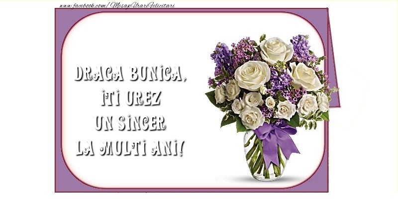 Felicitari de la multi ani pentru Bunica - Iti urez un sincer La Multi Ani! draga bunica