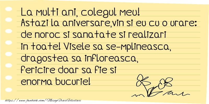 Felicitari de la multi ani pentru Coleg - La multi ani colegul meu!