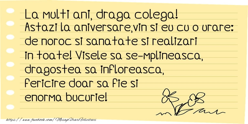 Felicitari de la multi ani pentru Colega - La multi ani draga colega!