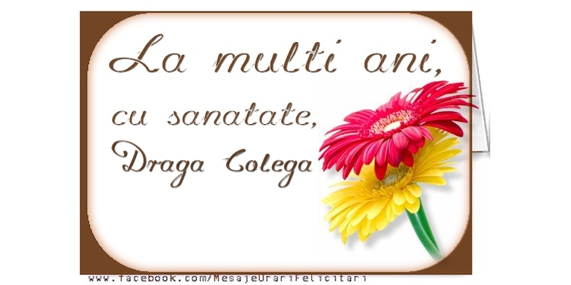 Felicitari de la multi ani pentru Colega - La multi ani, draga colega