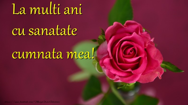 Felicitari de la multi ani pentru Cumnata - La multi ani cu sanatate cumnata mea