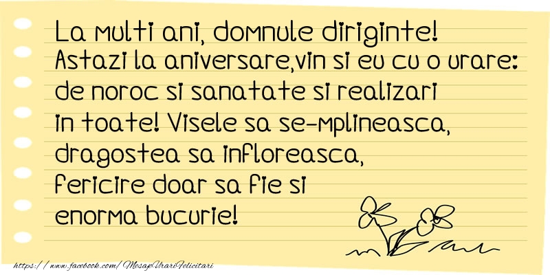 Felicitari de la multi ani pentru Diriginte - La multi ani domnule diriginte!