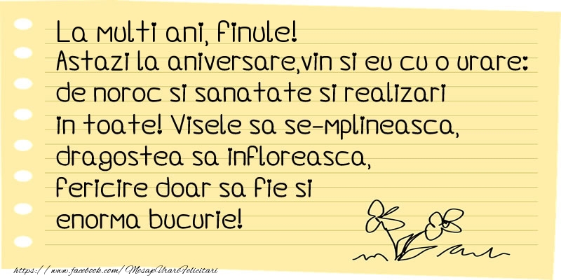 Felicitari de la multi ani pentru Fin - La multi ani finule!