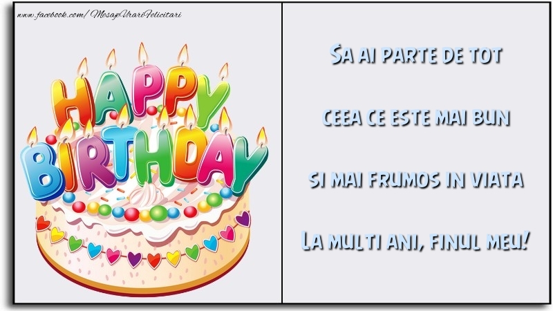Felicitari de la multi ani pentru Fin - Sa ai parte de tot ceea ce este mai bun si mai frumos in viata finul meu