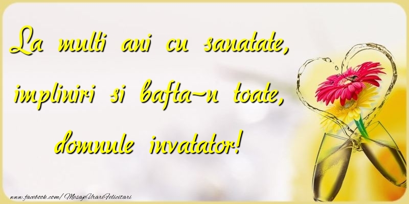 Felicitari de la multi ani pentru Invatator - La multi ani cu sanatate, impliniri si bafta-n toate, domnule invatator