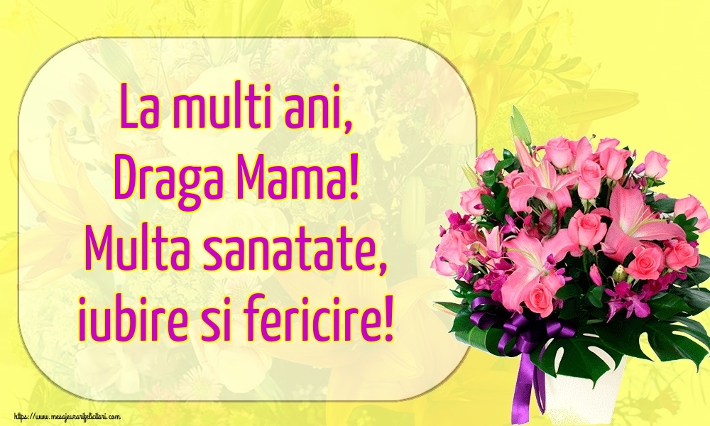 Felicitari de la multi ani pentru Mama - La multi ani, draga mama! Multa sanatate, iubire si fericire!