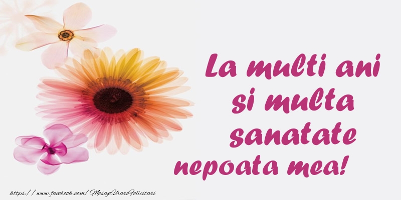 Felicitari de la multi ani pentru Nepoata - La multi ani si multa sanatate nepoata mea!