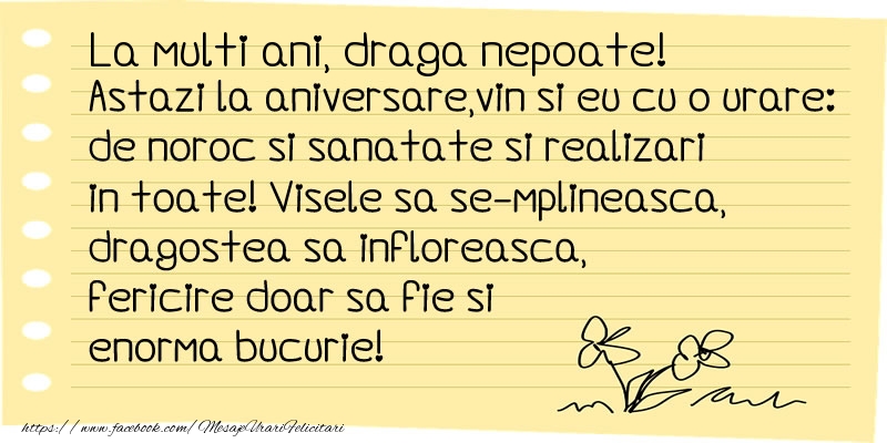 Felicitari de la multi ani pentru Nepot - La multi ani draga nepoate!