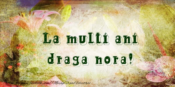 Felicitari de la multi ani pentru Nora - La multi ani draga nora!
