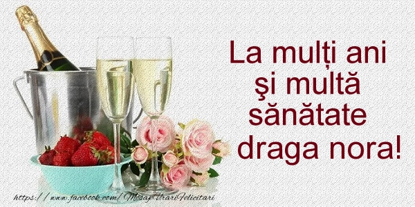 Felicitari de la multi ani pentru Nora - La multi ani si multa sanatate draga nora!