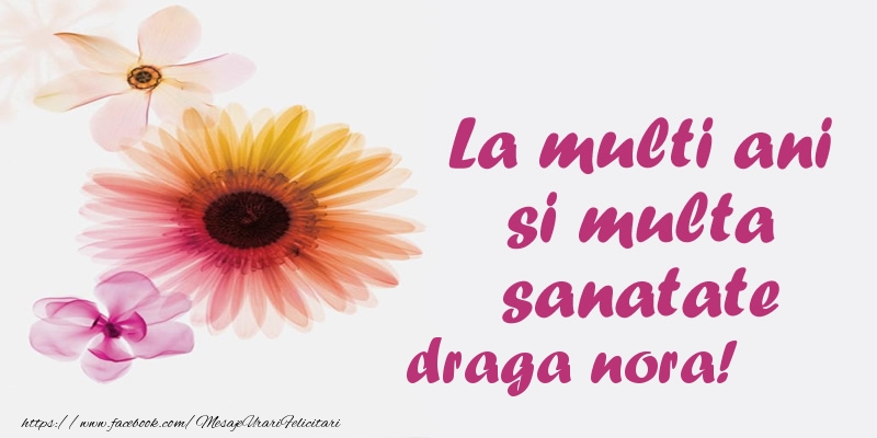 Felicitari de la multi ani pentru Nora - La multi ani si multa sanatate draga nora!