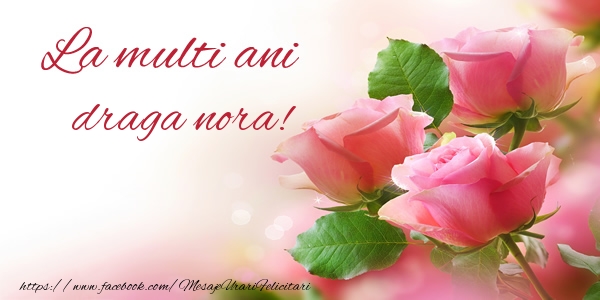 Felicitari de la multi ani pentru Nora - La multi ani draga nora!