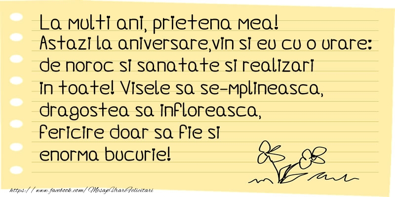 Felicitari de la multi ani pentru Prietena - La multi ani prietena mea!