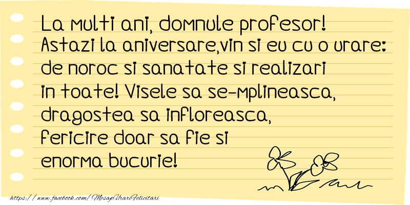 Felicitari de la multi ani pentru Profesor - La multi ani domnule profesor!