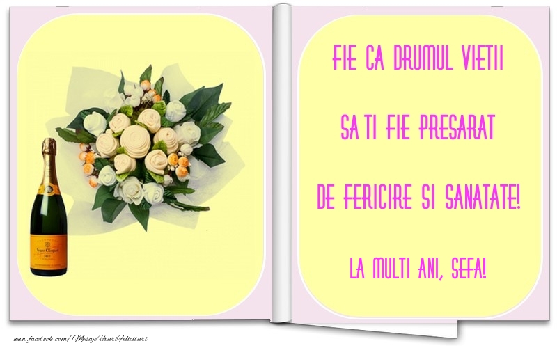 Felicitari de la multi ani pentru Sefa - Fie ca drumul vietii sa-ti fie presarat de fericire si sanatate! sefa