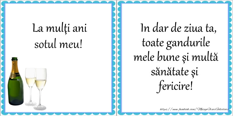 Felicitari de la multi ani pentru Sot - La multi ani sotul meu! In dar de ziua ta, toate gandurile mele bune si multa sanatate si fericire!