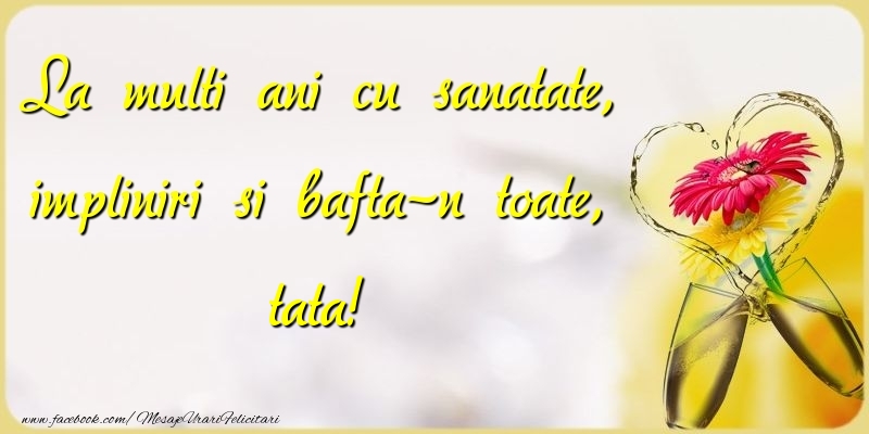 Felicitari de la multi ani pentru Tata - La multi ani cu sanatate, impliniri si bafta-n toate, tata