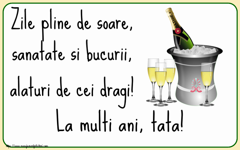 Felicitari de la multi ani pentru Tata - Zile pline de soare, sanatate si bucurii, alaturi de cei dragi! La multi ani, tata!