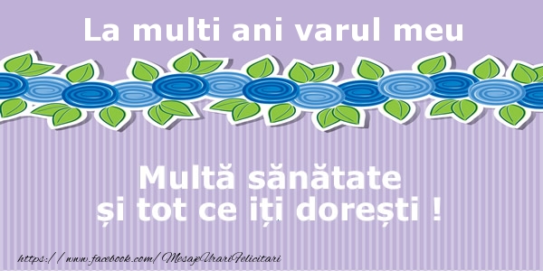 Felicitari de la multi ani pentru Verisor - La multi ani varul meu Multa sanatate si tot ce iti doresti !