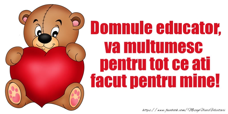 Felicitari de multumire pentru Educator - Domnule educator va multumesc pentru tot ce ati facut pentru mine!