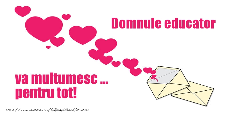 Felicitari de multumire pentru Educator - Domnule educator va multumesc ... pentru tot!
