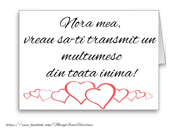 Felicitari de multumire pentru Nora - Nora mea, vreau sa-ti transmit un multumesc din toata inima!
