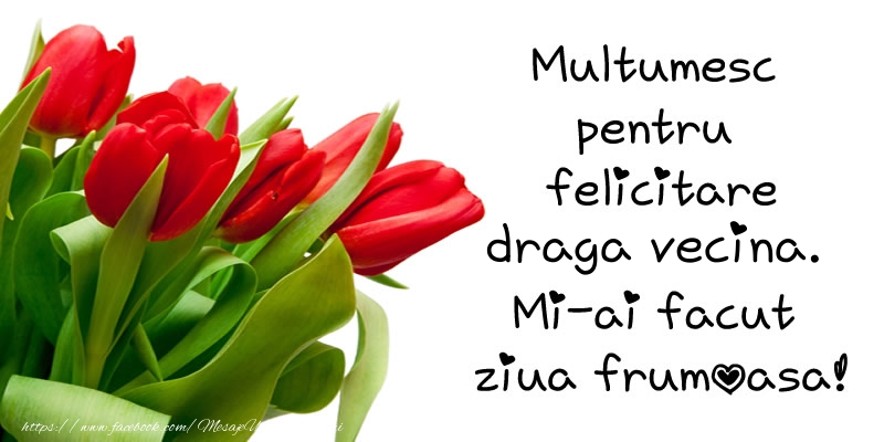 Felicitari de multumire pentru Vecina - Multumesc pentru  felicitare draga vecina! Mi-ai facut  ziua frumoasa!