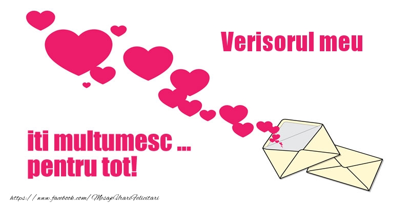 Felicitari de multumire pentru Verisor - Verisorul meu iti multumesc ... pentru tot!