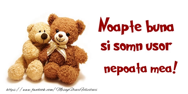 Felicitari de noapte buna pentru Nepoata - Noapte buna si Somn usor nepoata mea!