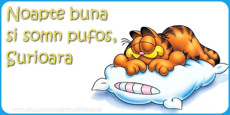 Felicitari de noapte buna pentru Sora - Noapte buna  si somn pufos,surioara