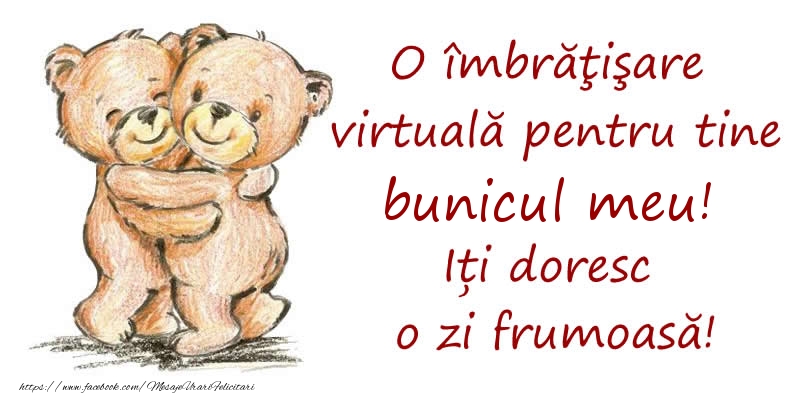 Felicitari de prietenie pentru Bunic - O îmbrăţişare virtuală pentru tine bunicul meu. Iți doresc o zi frumoasă!