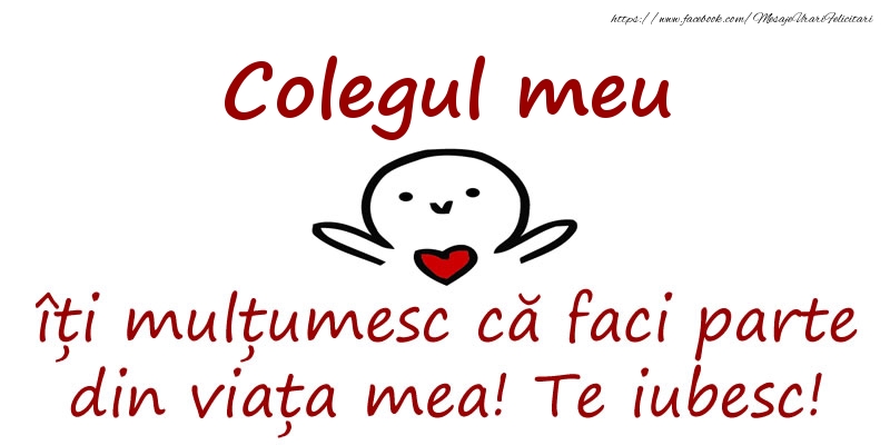 Felicitari de prietenie pentru Coleg - Colegul meu, îți mulțumesc că faci parte din viața mea! Te iubesc!