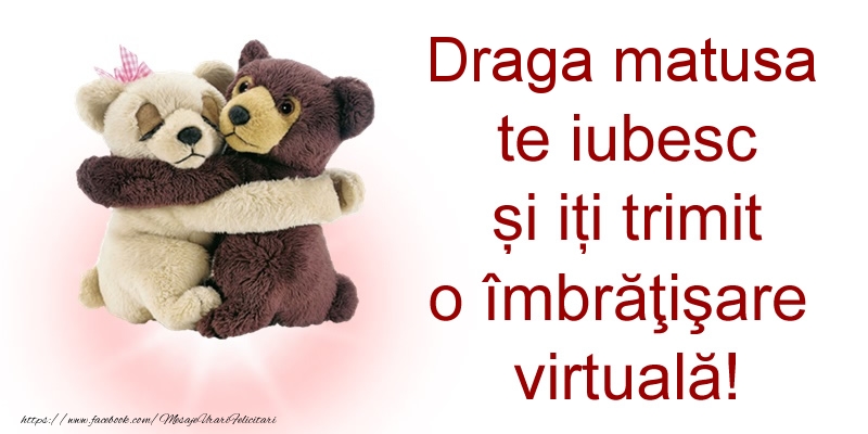 Felicitari de prietenie pentru Matusa - Draga matusa te iubesc și iți trimit o îmbrăţişare virtuală!