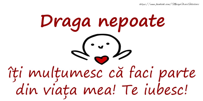 Felicitari de prietenie pentru Nepot - Draga nepoate, îți mulțumesc că faci parte din viața mea! Te iubesc!