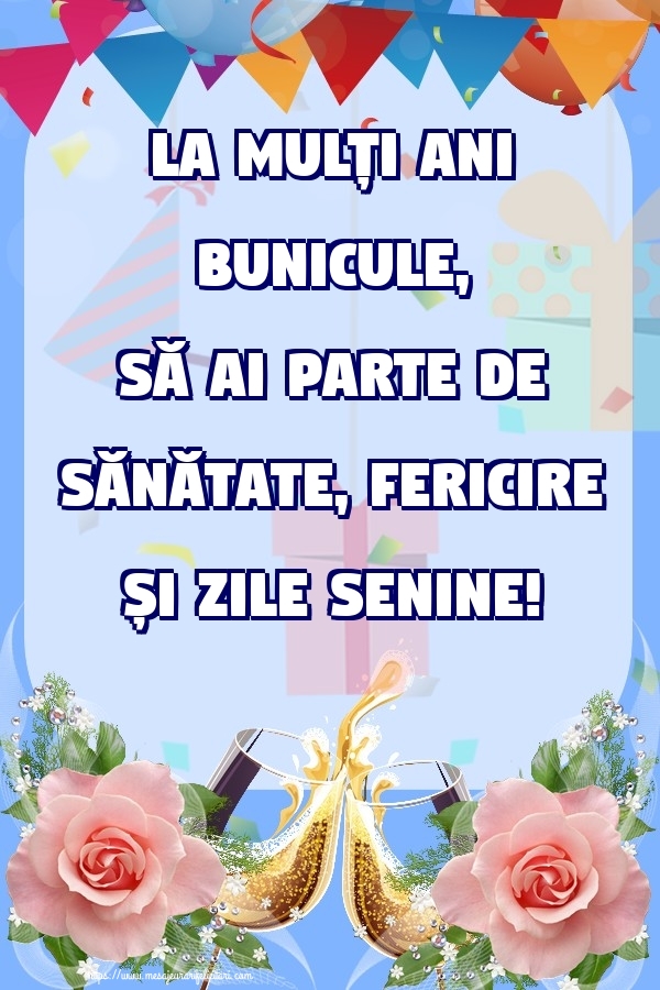 Felicitari de zi de nastere pentru Bunic - La mulți ani bunicule, să ai parte de sănătate, fericire și zile senine!