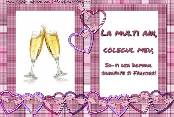 Felicitari de zi de nastere pentru Coleg - La multi ani, colegul meu, sa-ti dea Domnul sanatate si fericire!