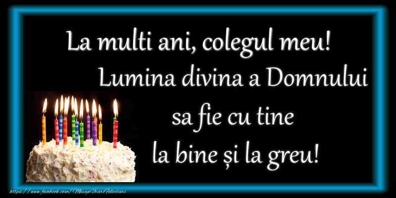 Felicitari de zi de nastere pentru Coleg - La multi ani, colegul meu! Lumina divina a Domnului sa fie cu tine la bine și la greu!