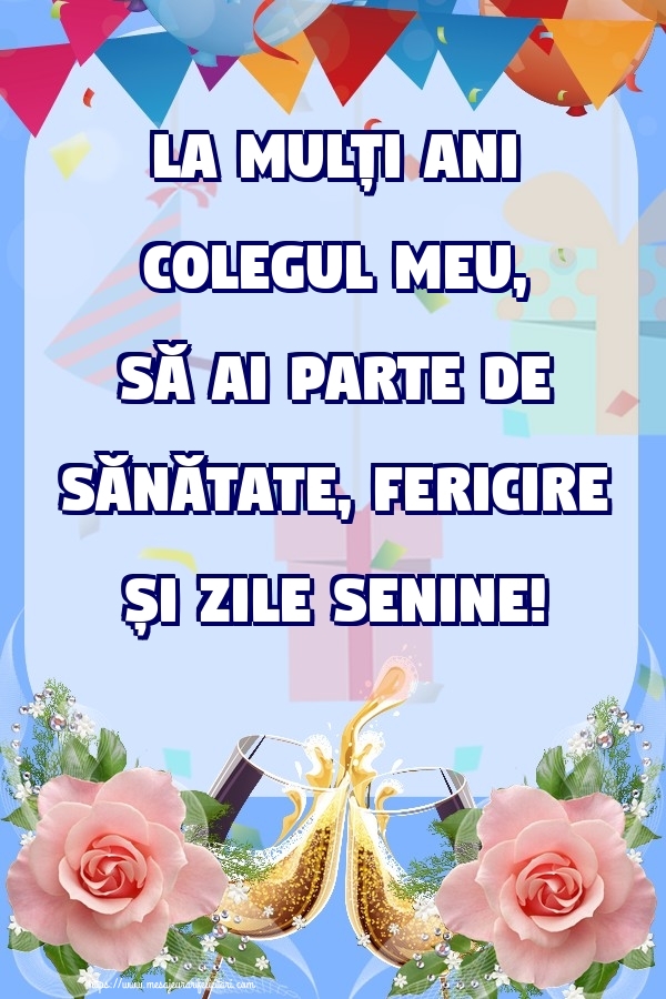 Felicitari de zi de nastere pentru Coleg - La mulți ani colegul meu, să ai parte de sănătate, fericire și zile senine!